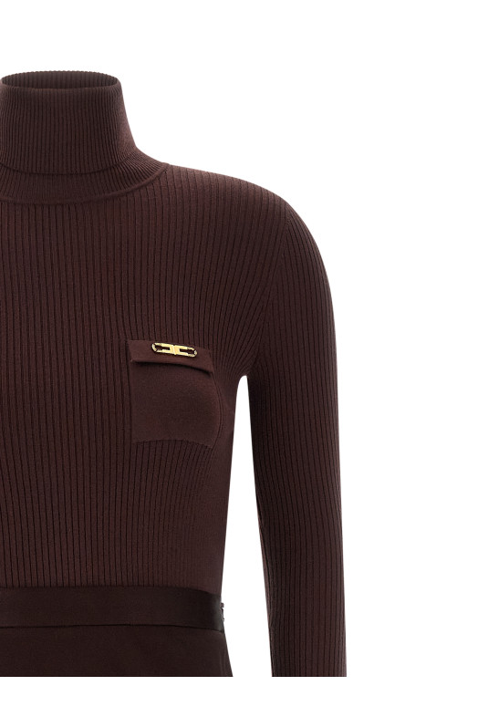 Сукня з високим коміром бордового кольору ELISABETTA FRANCHI AM06B56E2EA4