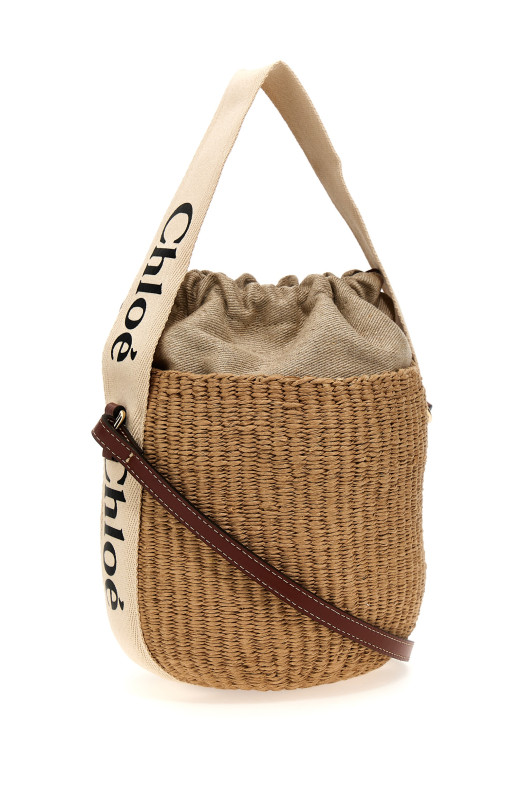 'Woody' small bucket bag Beige