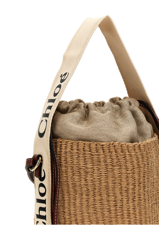 'Woody' small bucket bag Beige