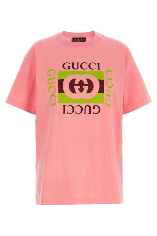 Футболка с принтом «Gucci Incrocio GG e Web» Розовый 837959XJHG95033 Футболка с принтом «Gucci Incrocio GG e Web» Розовый 837959XJHG95033