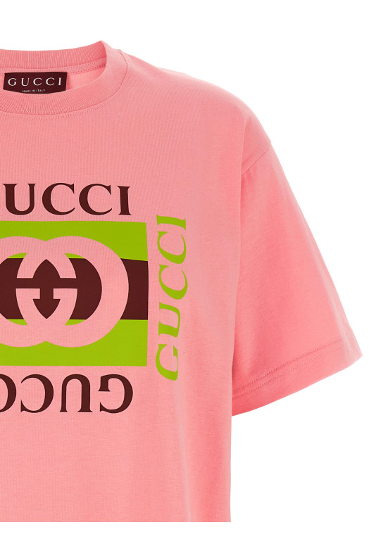 Футболка с принтом «Gucci Incrocio GG e Web» Розовый 837959XJHG95033 Футболка с принтом «Gucci Incrocio GG e Web» Розовый 837959XJHG95033