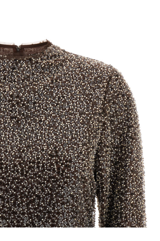 Топ з паєтками Бежевий ROTATE BIRGER CHRISTENSEN 11465030733073 Топ з паєтками Бежевий ROTATE BIRGER CHRISTENSEN 11465030733073