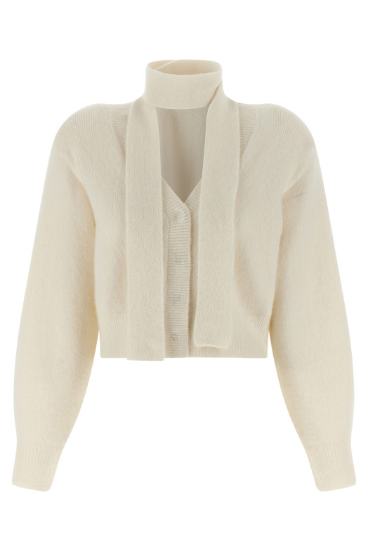 Кардиган с шарфом Белый ROTATE BIRGER CHRISTENSEN 114736857857 Кардиган с шарфом Белый ROTATE BIRGER CHRISTENSEN 114736857857