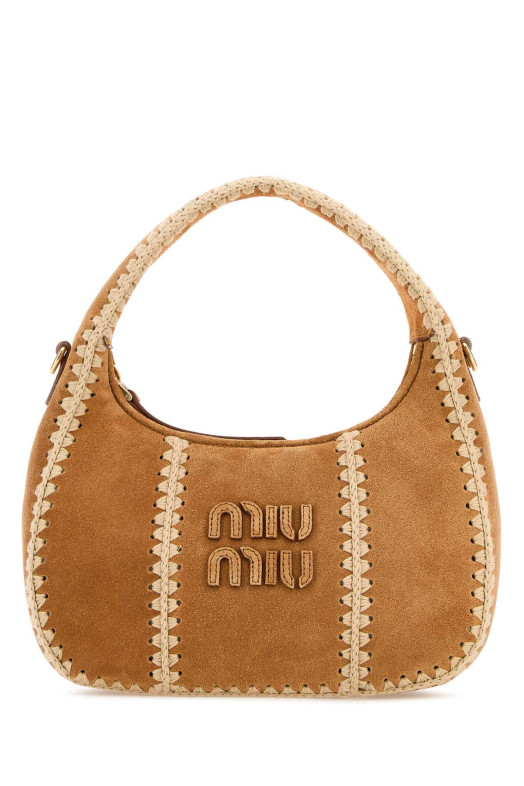 Beige suede handbag MIU MIU (5BC125VOWR2IBG)