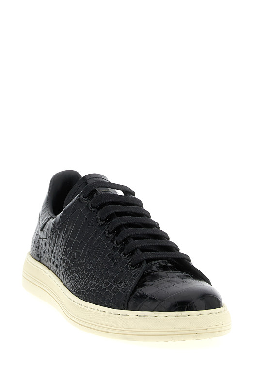 Crocodile print sneakers Black
