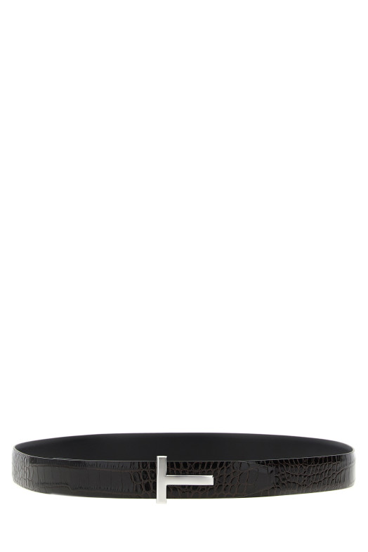 Двосторонній ремінь зі шкіри крокодила Коричневий TOM FORD TB224LCL439S1B087 Двосторонній ремінь зі шкіри крокодила Коричневий TOM FORD TB224LCL439S1B087
