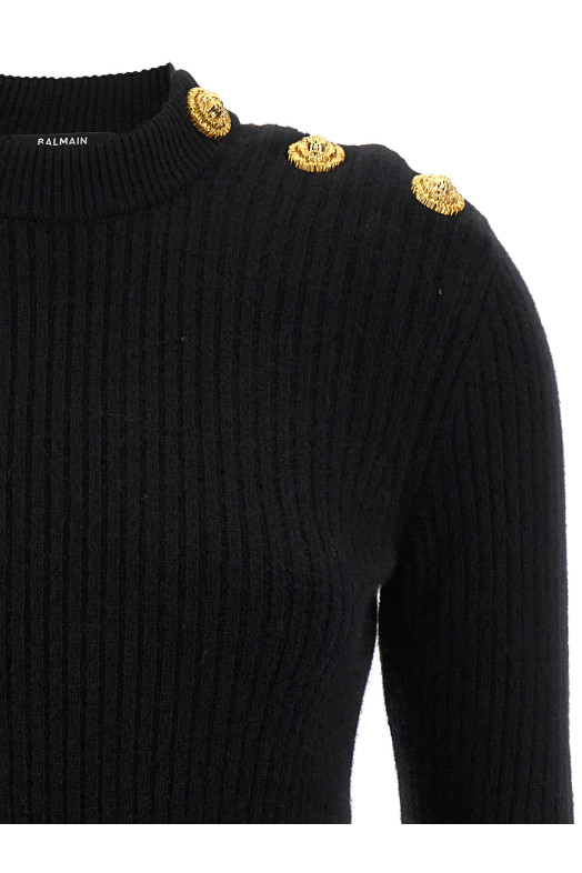Свитер с ребристой текстурой Черный BALMAIN FF0KD095KJ170PA Свитер с ребристой текстурой Черный BALMAIN FF0KD095KJ170PA