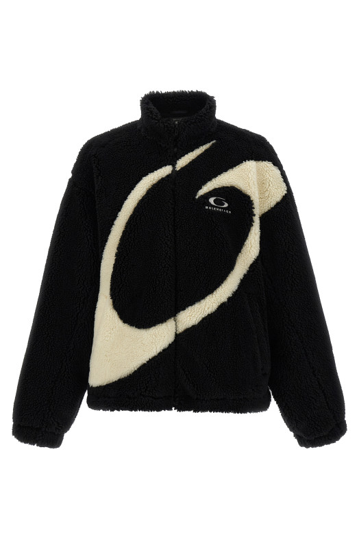 Тедді тканинна куртка Чорно-сіра BALENCIAGA 850858TMQ261000 Тедді тканинна куртка Чорно-сіра BALENCIAGA 850858TMQ261000