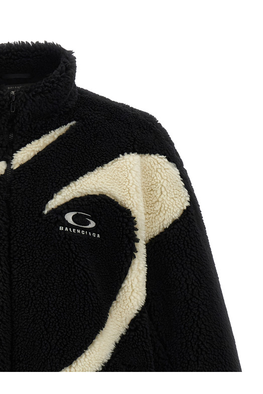 Тедді тканинна куртка Чорно-сіра BALENCIAGA 850858TMQ261000 Тедді тканинна куртка Чорно-сіра BALENCIAGA 850858TMQ261000