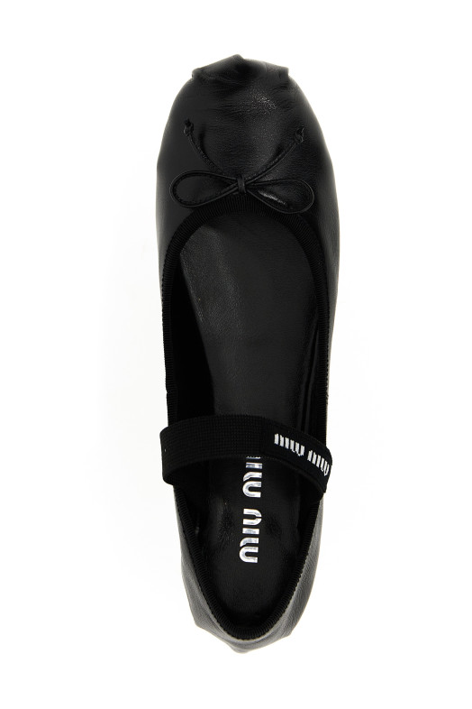 Балетки з логотипом Чорні MIU MIU 5F794DFDX05XUUF0002 Балетки з логотипом Чорні MIU MIU 5F794DFDX05XUUF0002
