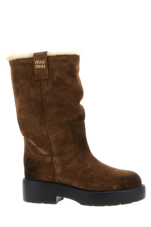 Замшевые сапоги Коричневые MIU MIU 5U270EFZF553AE4F0324