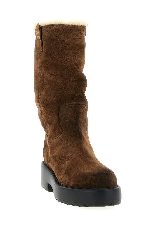 Замшевые сапоги Коричневые MIU MIU 5U270EFZF553AE4F0324