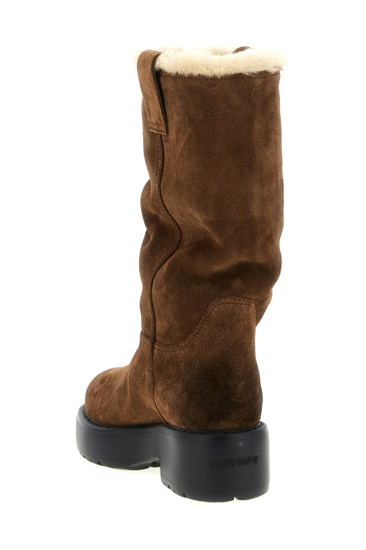 Замшевые сапоги Коричневые MIU MIU 5U270EFZF553AE4F0324