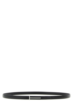 'T' leather belt Black