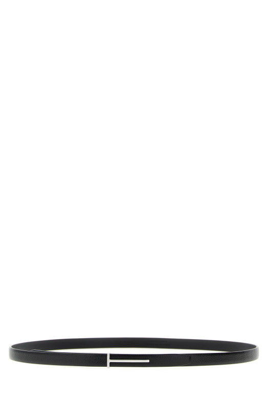 'T' leather belt Black