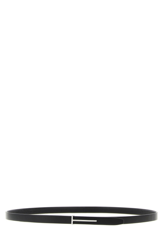 'T' leather belt Black