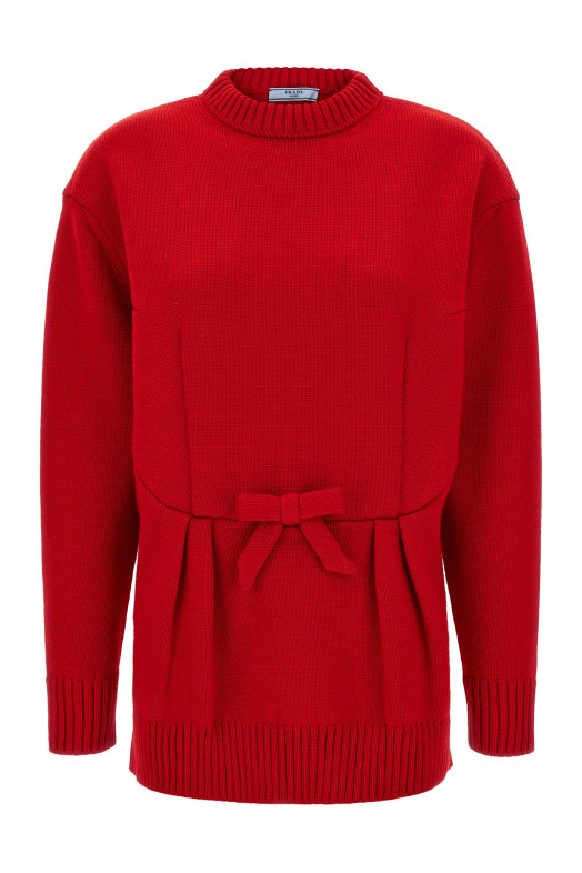 Свитер с бантиком Красный PRADA P24V2PSOOO18JOF0011 Свитер с бантиком Красный PRADA P24V2PSOOO18JOF0011