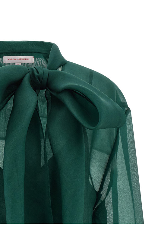 Блуза з органзи Зелена CAROLINA HERRERA F2511N213CRG034 Блуза з органзи Зелена CAROLINA HERRERA F2511N213CRG034