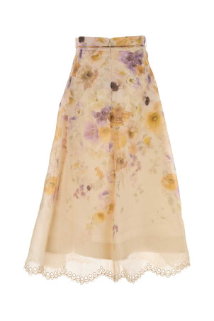 Printed linen blend Memento skirt ZIMMERMANN (5460SF252)
