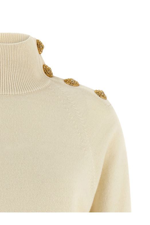Кашеміровий вовняний светр Білий BALMAIN FF0KF100KI870KA Кашеміровий вовняний светр Білий BALMAIN FF0KF100KI870KA