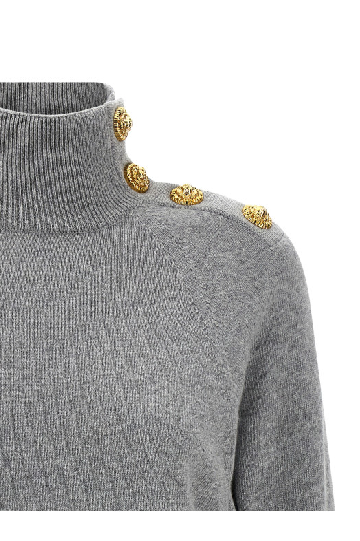 Кашеміровий вовняний светр Сірий BALMAIN FF0KF100KI879UB Кашеміровий вовняний светр Сірий BALMAIN FF0KF100KI879UB