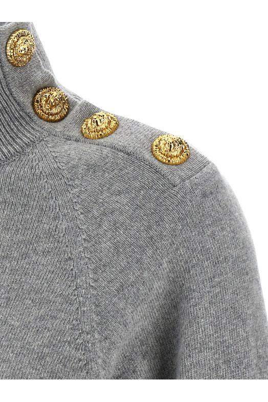 Кашеміровий вовняний светр Сірий BALMAIN FF0KF100KI879UB Кашеміровий вовняний светр Сірий BALMAIN FF0KF100KI879UB