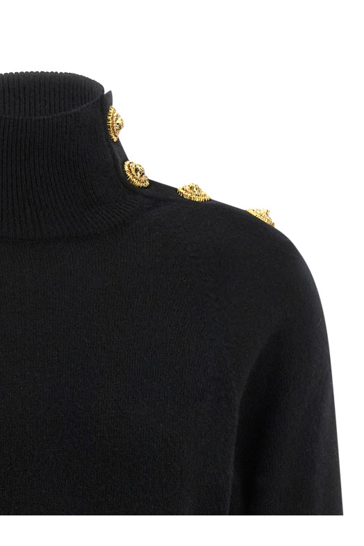 Кашеміровий вовняний светр Чорний BALMAIN FF0KF100KI870PA Кашеміровий вовняний светр Чорний BALMAIN FF0KF100KI870PA