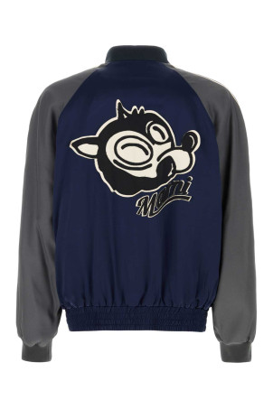 Navy blue satin bomber jacket MARNI (JUMU0193QSTV792)