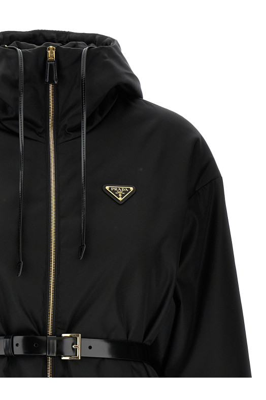 Re-Nylon logo raincoat Black Re-Nylon logo raincoat Black