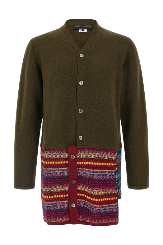 Жаккардовый кардиган с вставками Зеленый COMME DES GARÇONS HOMME PLUS PPN0031