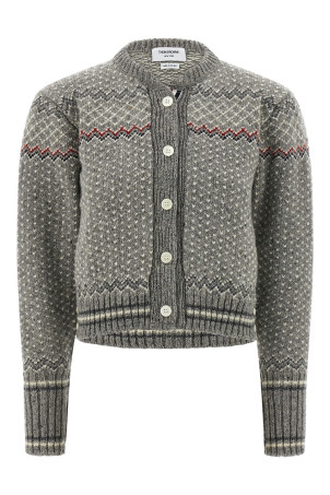 'Fairisle Jersey Float' cardigan Gray