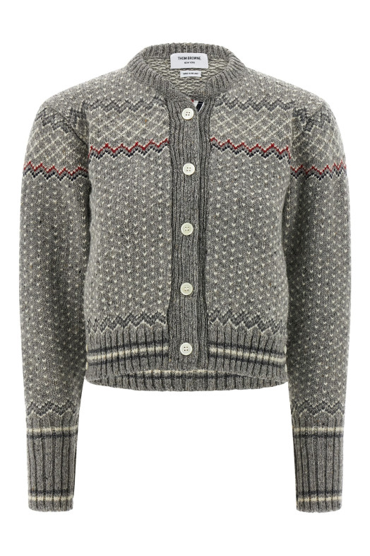 'Fairisle Jersey Float' cardigan Gray