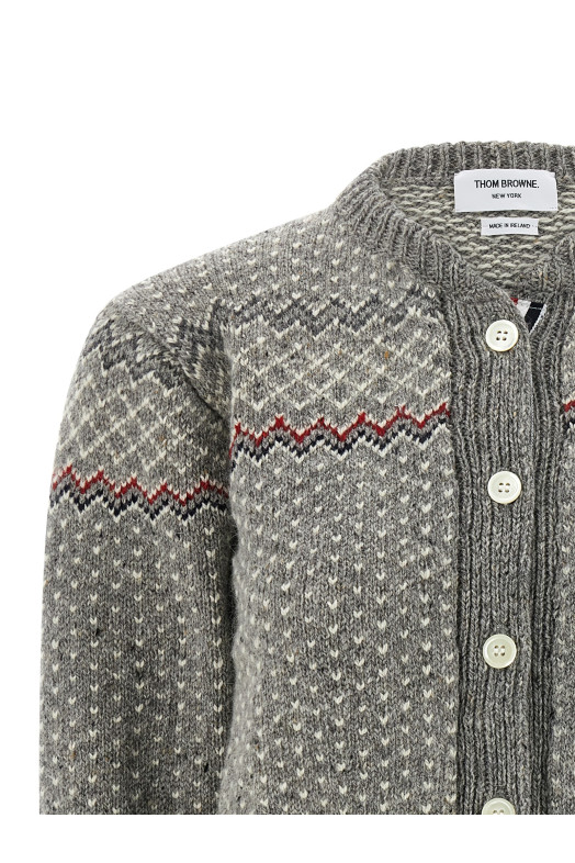 'Fairisle Jersey Float' cardigan Gray