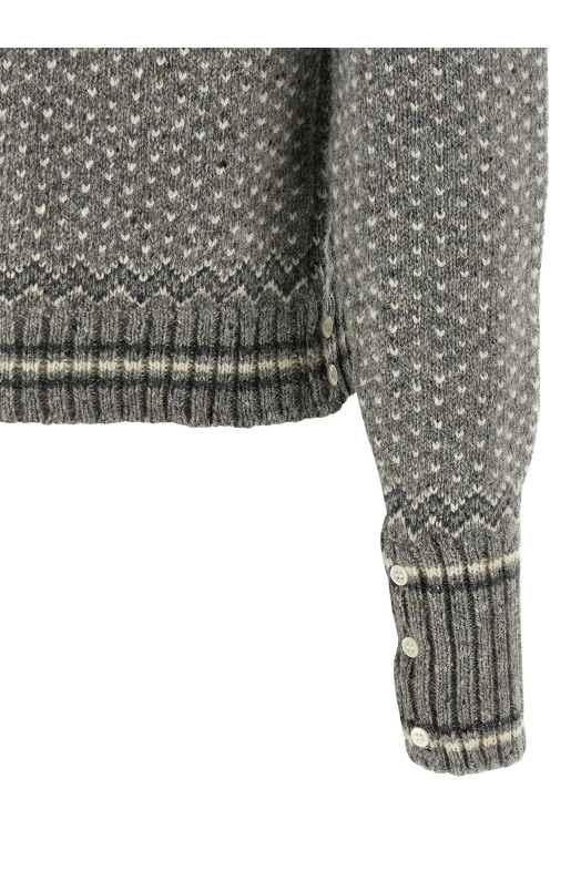 'Fairisle Jersey Float' cardigan Gray