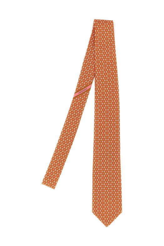 Ганчини с принтом в горошек, оранжевые FERRAGAMO 786504REDPATTERNEDDARK