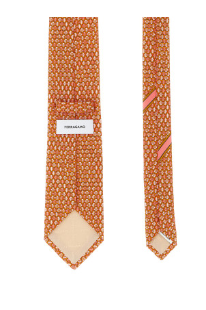 Ганчини с принтом в горошек, оранжевые FERRAGAMO 786504REDPATTERNEDDARK