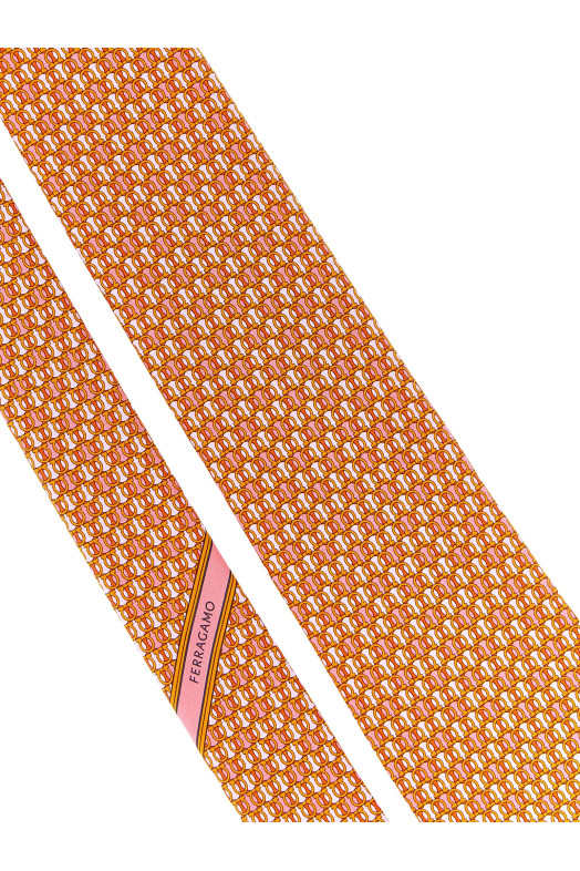 Ганчини с принтом в горошек, оранжевые FERRAGAMO 786504REDPATTERNEDDARK