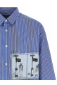 Рубашка в полоску с нашивками Синяя COMME DES GARҪONS HOMME HPB0091
