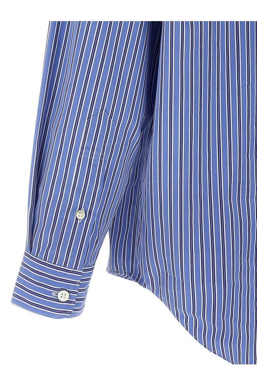 Рубашка в полоску с нашивками Синяя COMME DES GARҪONS HOMME HPB0091