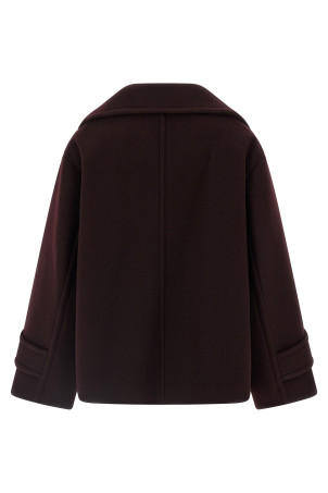Двобортне коротке пальто бордового кольору CHLOÉ CH25WMA9627256B Двобортне коротке пальто бордового кольору CHLOÉ CH25WMA9627256B