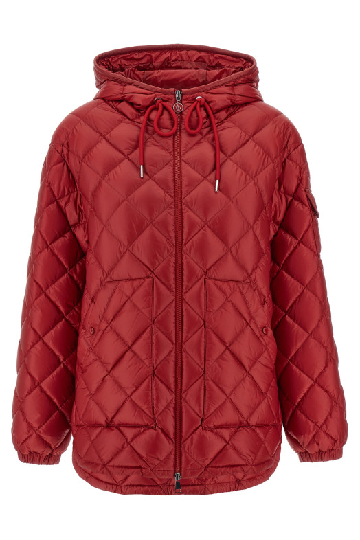 Діамантова стьобана пухова куртка Червона MONCLER K20932F00013595ZZ46C Діамантова стьобана пухова куртка Червона MONCLER K20932F00013595ZZ46C