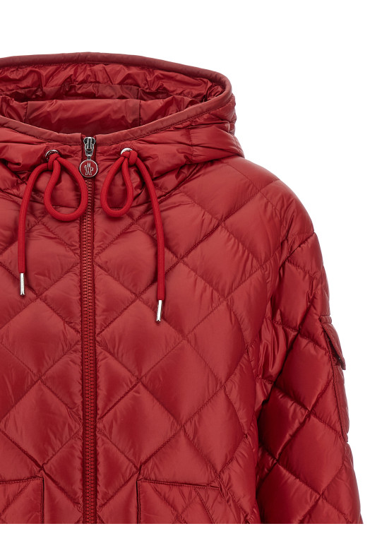 Діамантова стьобана пухова куртка Червона MONCLER K20932F00013595ZZ46C Діамантова стьобана пухова куртка Червона MONCLER K20932F00013595ZZ46C
