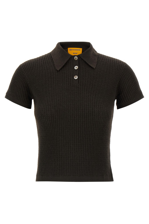 'Shrunken' polo shirt Brown