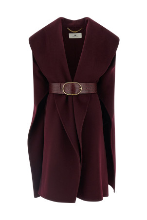 Двойной шерстяной плащ бордовый ELISABETTA FRANCHI CP67D56E2EA4 Двойной шерстяной плащ бордовый ELISABETTA FRANCHI CP67D56E2EA4