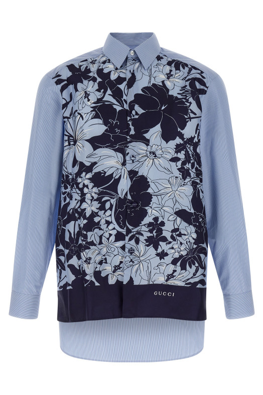Floral silk shirt BLUE