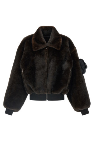Faux fur bomber jacket Brown Faux fur bomber jacket Brown