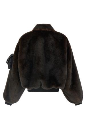 Faux fur bomber jacket Brown Faux fur bomber jacket Brown
