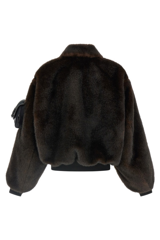 Faux fur bomber jacket Brown Faux fur bomber jacket Brown