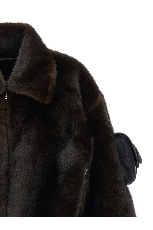 Faux fur bomber jacket Brown Faux fur bomber jacket Brown