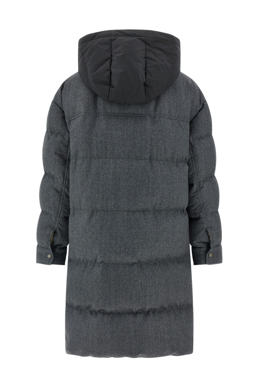 Длинная пуховая куртка «Shiny Zipper Pull» Серая MT2269787C003